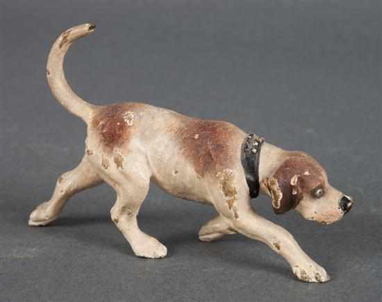 Appraisal: Austrian cold painted bronze figure of a beagle first half