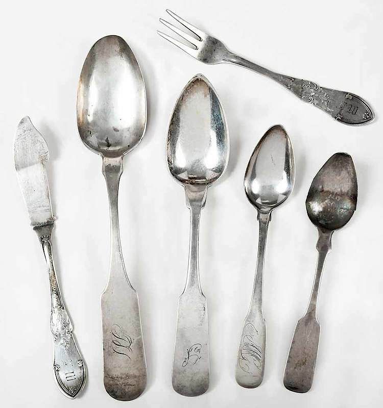 Appraisal: Pieces Virginia Coin Silver Flatware mid th century including John