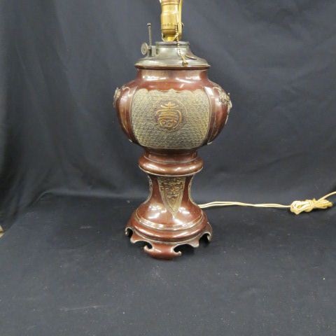 Appraisal: Japanese Bronze Lamp body vintage shade