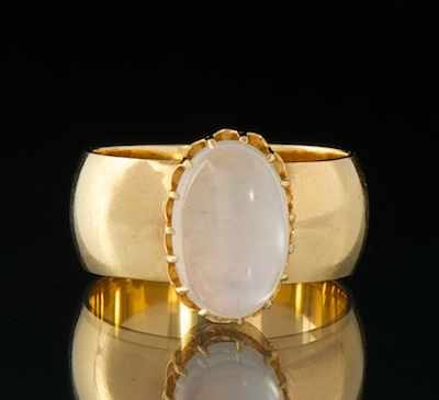 Appraisal: A Ladies' Moonstone Ring k yellow gold band mm wide