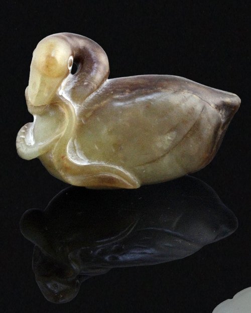 Appraisal: A Chinese jade pebble carving of a goose cm high