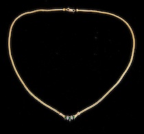 Appraisal: A Yellow Gold Necklace Set With Emeralds And Diamonds A