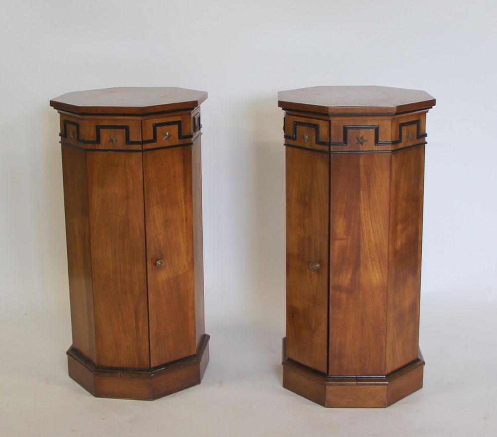 Appraisal: Pair Of Octagonal Top Biedermeier Tables Good size and rare