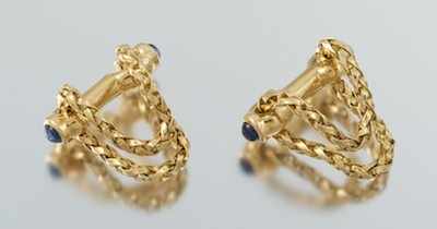 Appraisal: Boucheron Cufflinks in k Gold and Sapphires French ca 's