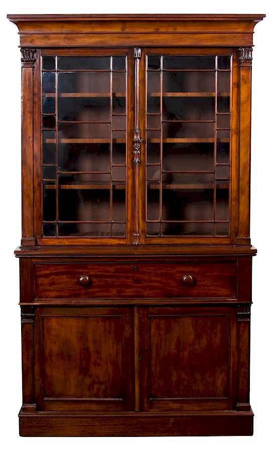 Appraisal: A William IV Mahogany Cabinet Bookcase Height x width inches