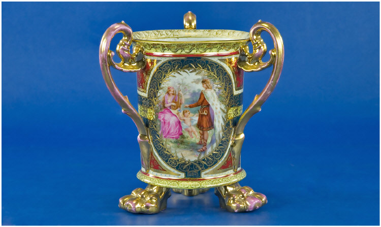 Appraisal: Bohemian Porcelain Tyg Highlighted Scene Showing A Courting Couple The