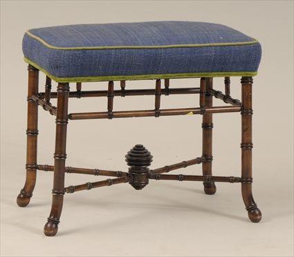 Appraisal: Aesthetic-Style Maple Faux Bamboo Stool Comprised of antique parts x