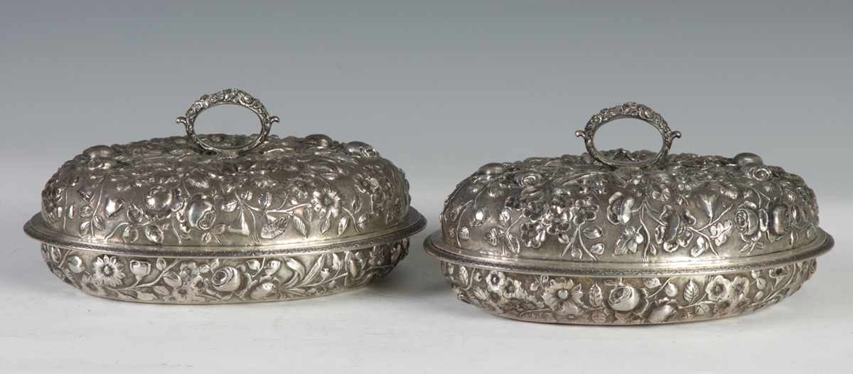 Appraisal: A Pair of Kirk Sterling Silver Covered Serving Dishes Stamped