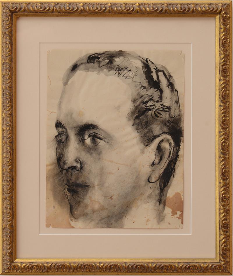 Appraisal: PAVEL TCHELITCHEW - UNTITLED PORTRAIT HEAD Ink and wash on