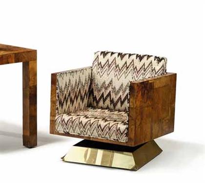 Appraisal: PAUL EVANS american - Chair olive wood veneer and brass