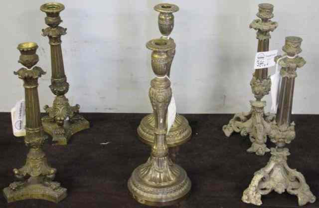 Appraisal: Candlesticks Lot including Pair of th CenturyEmpire paw foot with