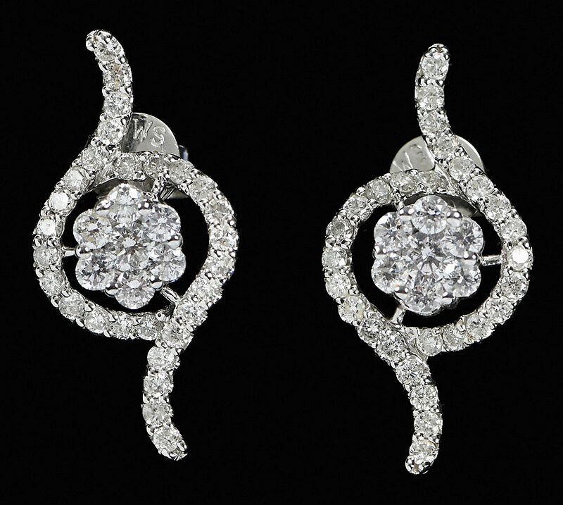 Appraisal: kt Diamond Earrings each with round brilliant diamonds estimated total