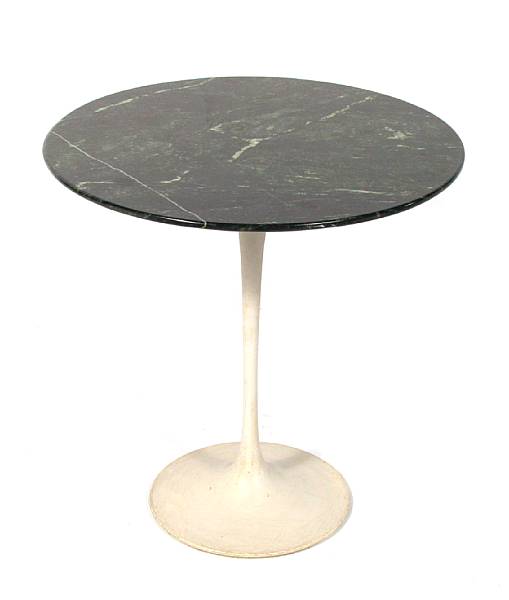 Appraisal: An Eero Saarinen cast aluminum and marble tulip side table