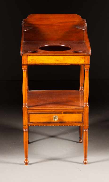 Appraisal: Federal mahogany and burl walnut washstand New England circa top