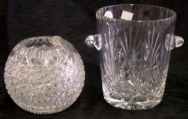 Appraisal: Two Brilliant-Cut Glass Items the first a large Continental Brilliant-cut