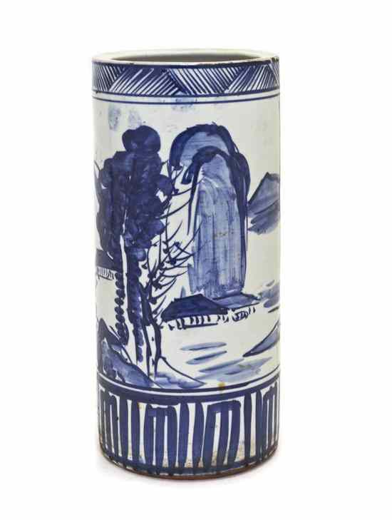 Appraisal: A Chinese Porcelain Vase of cylindrical form having blue on