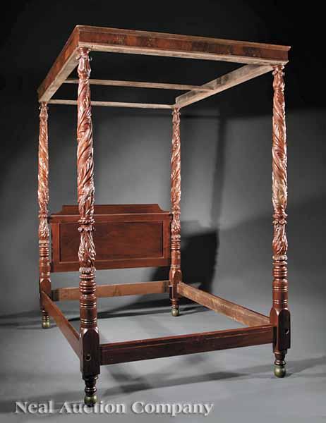 Appraisal: A Fine American Classical Carved Mahogany Tester Bed early th