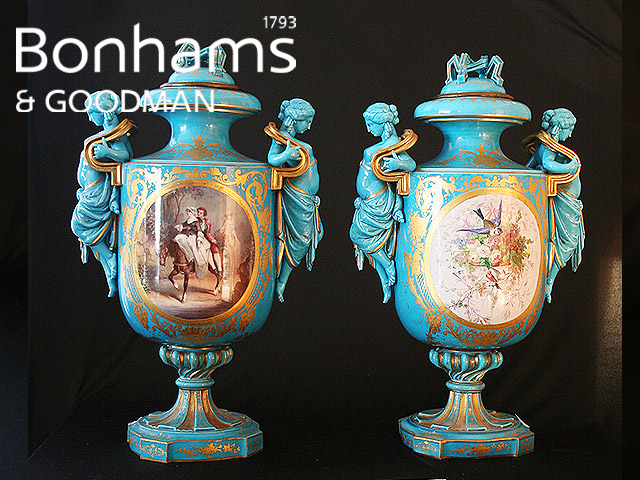 Appraisal: A pair of French porcelain vases and covers in Sevres