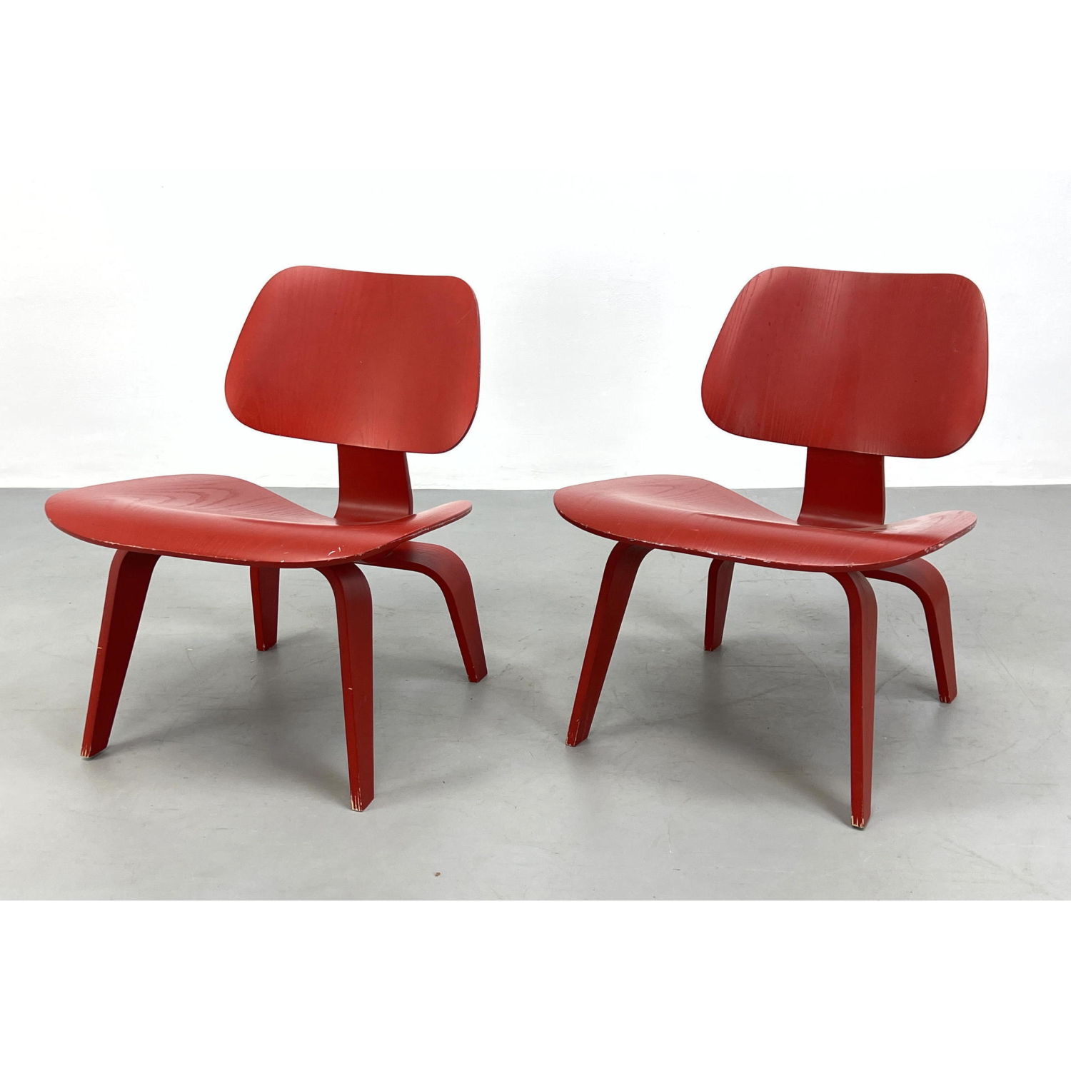 Appraisal: Pair of Red Herman Miller Eames chairs LCW Labeled Dimensions