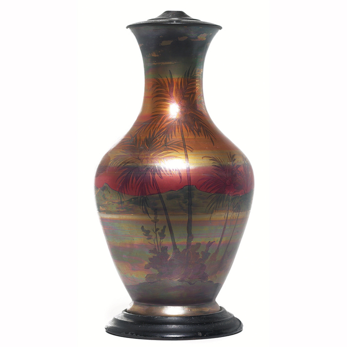 Appraisal: Weller LaSa lamp base tropical landscape scene in a colorful