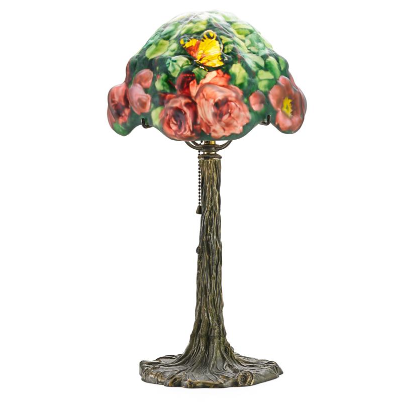 Appraisal: PAIRPOINT Puffy boudoir lamp Rose Tree shade Condition Report All