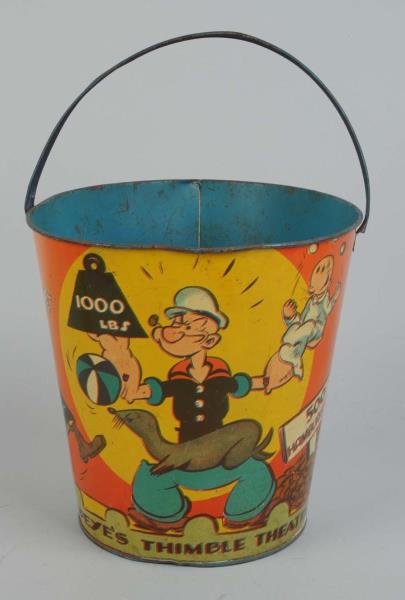 Appraisal: Tin Litho Popeye Thimble Theater Sand Bucket Larger size variation