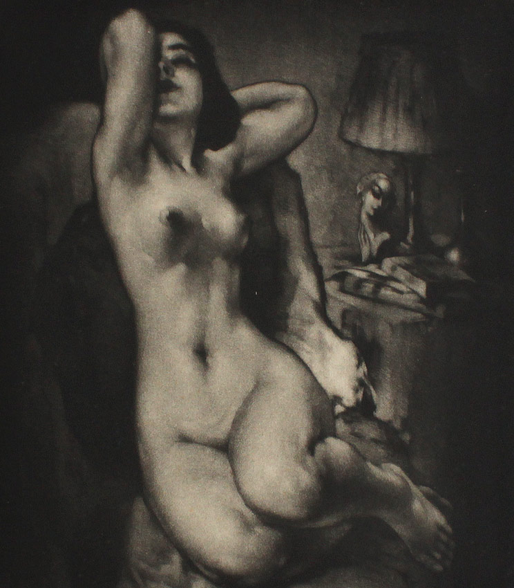 Appraisal: MASTRO-VALERIO Alessandro American - Nude Mezzotint '' x '' with