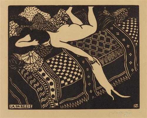 Appraisal: VALLOTTON FELIX La Paresse Wood cut Signed and numbered lower