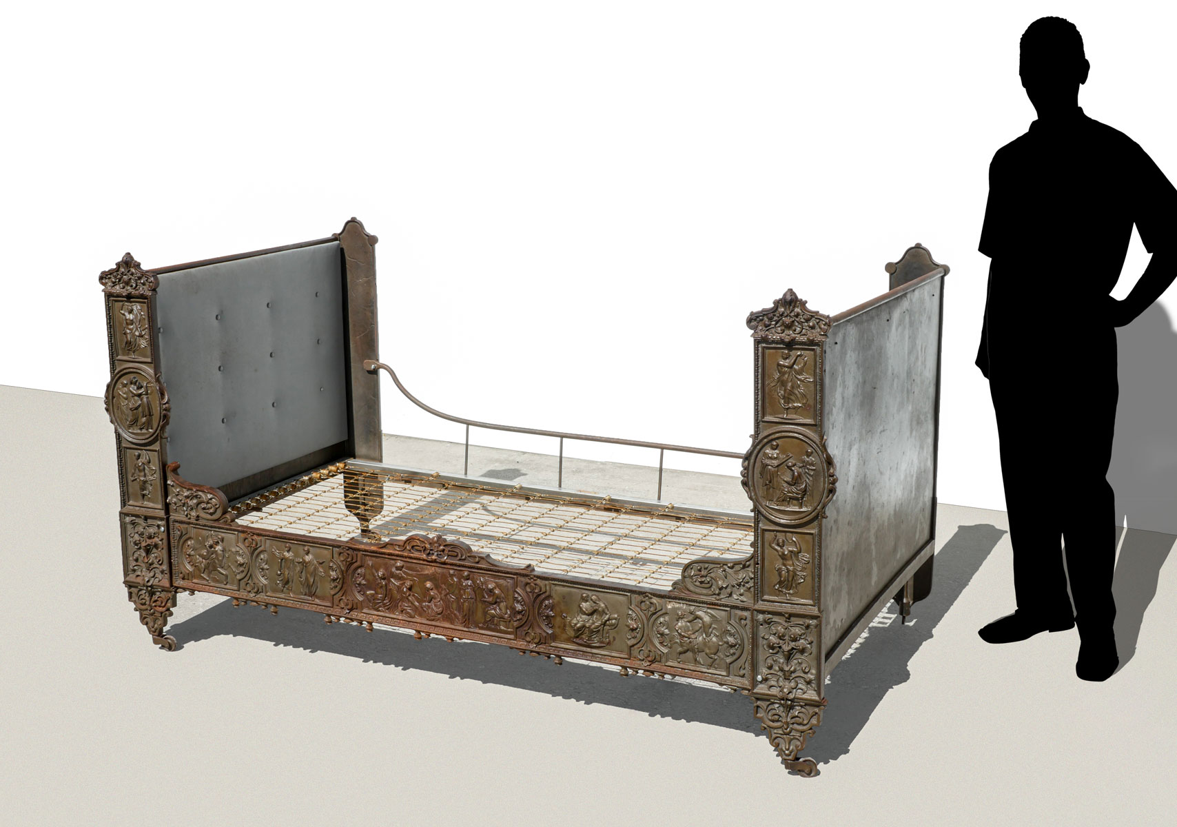 Appraisal: FIGURAL VICTORIAN CAST IRON BED Victorian cast iron bed with