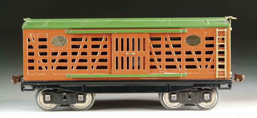 Appraisal: LIONEL STANDARD GAUGE -SERIES CATTLE CAR This car is terra-cotta