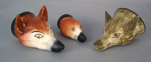 Appraisal: Three fox head stirrup cups th c h h and