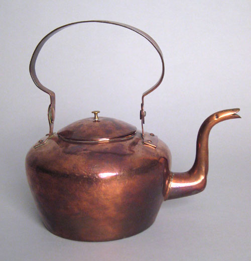 Appraisal: Lancaster Pennsylvania copper tea kettle late th c stamped G