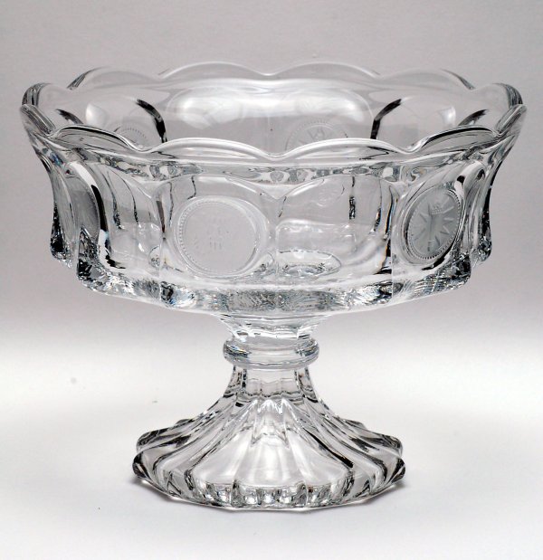 Appraisal: Fostoria Coin pattern compote paneled sides with alternating frosted coins