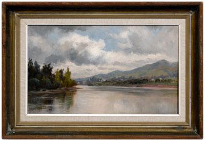 Appraisal: Frank Lucien Heath painting California - landscape with town by