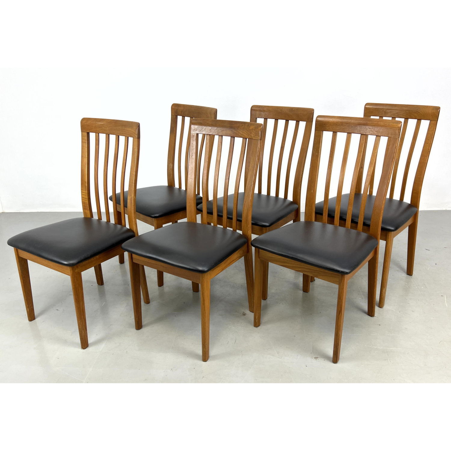 Appraisal: Set Slat Back Danish Teak Dining Chairs Clean Lines Dimensions