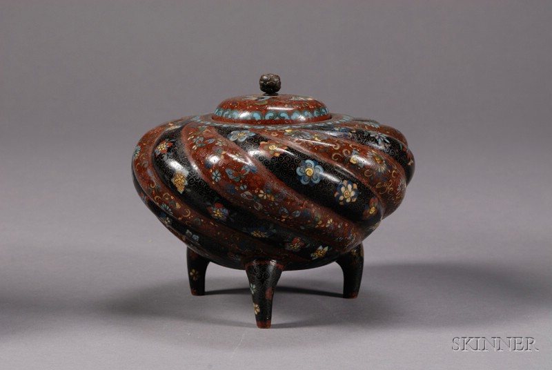 Appraisal: Cloisonne Censer late th century swirled body with alternate panels