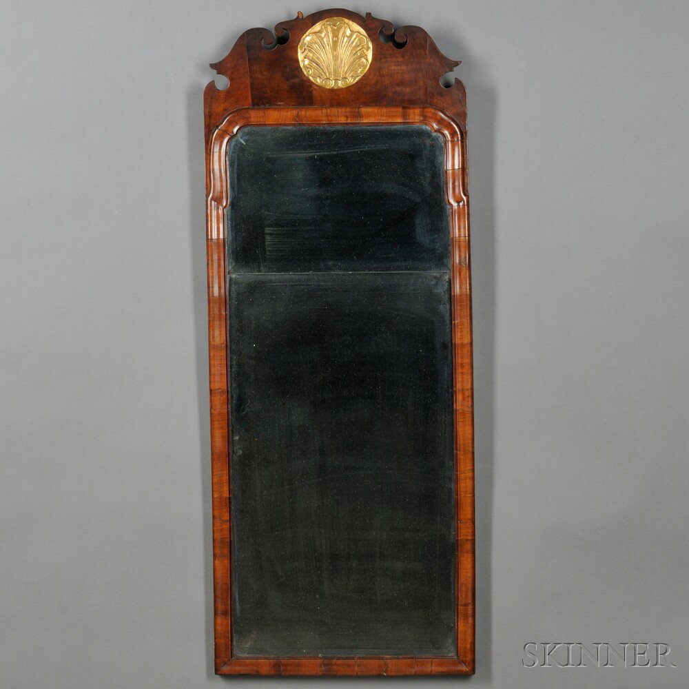 Appraisal: Queen Anne Walnut and Gilt Gesso Looking Glass England mid-