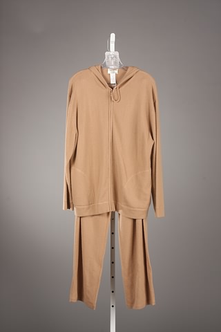 Appraisal: Neiman Marcus camel cashmere knit suit jacket with hood Size