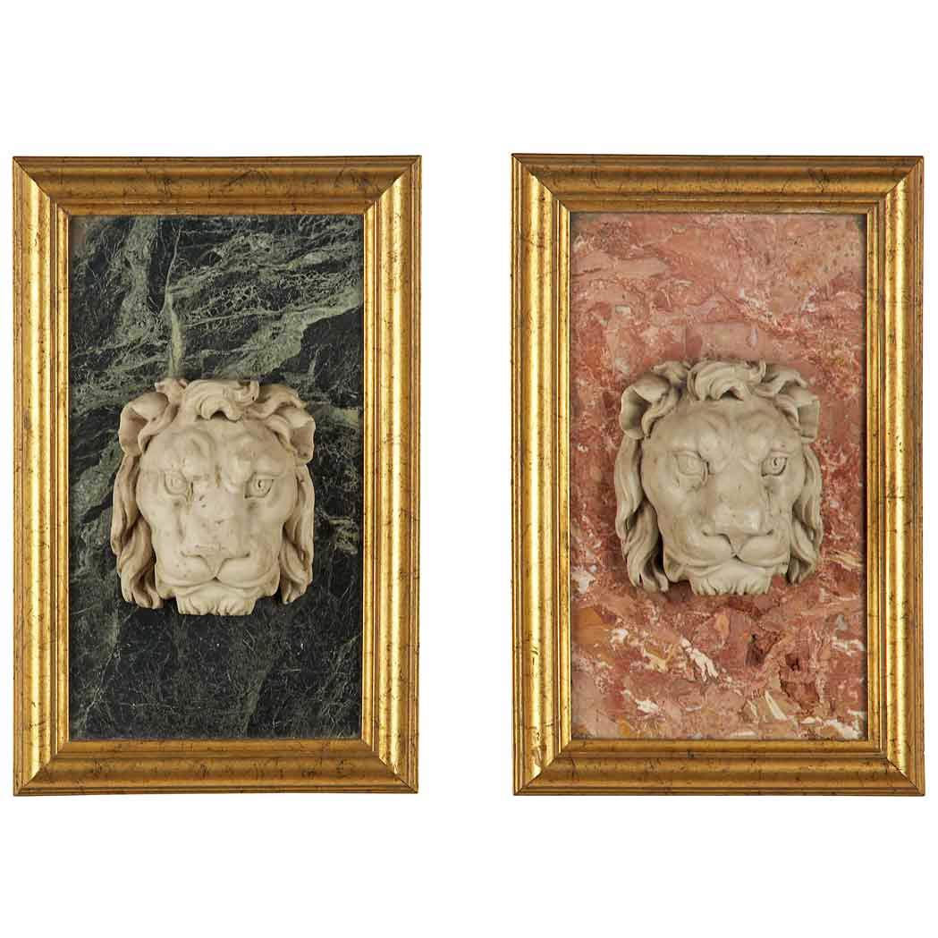 Appraisal: Pair of Framed Italian Neoclassical Style Marble Plaques Each with