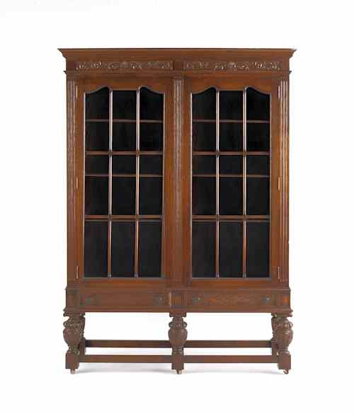 Appraisal: Berkey Gay Jacobean style oak bookcase h w Provenance The