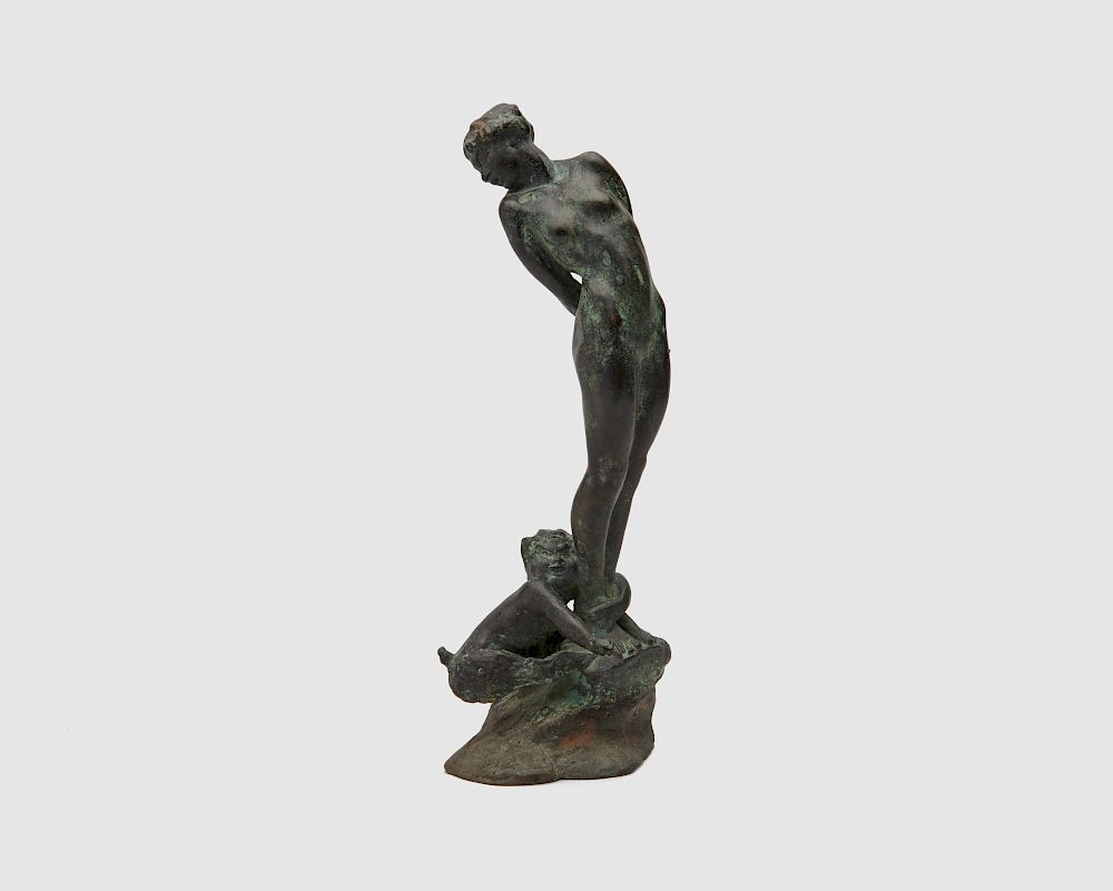 Appraisal: GRACE HELEN TALBOT American - Nymph and Young Satyr bronze