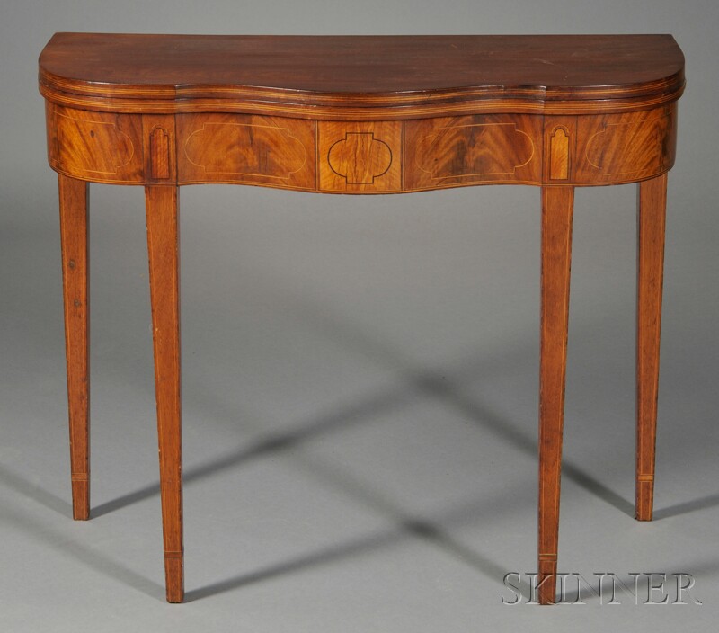 Appraisal: Federal String-inlaid Mahogany Card Table probably Philadelphia Pennsylvania c the