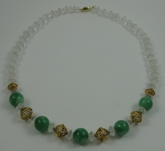 Appraisal: SERPENTINE AND FOURTEEN KARAT GOLD BEADED NECKLACE - in length