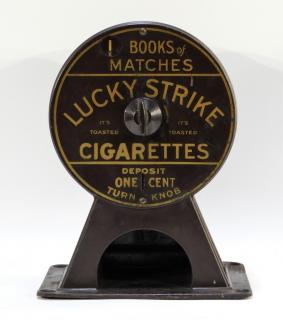 Appraisal: Lucky Strike Coin Op Match Book Dispenser UNITED STATES CIRCA