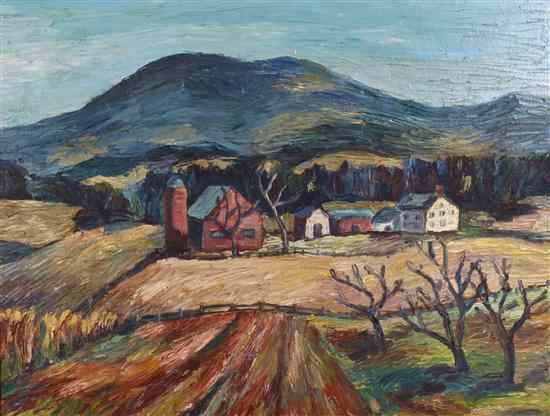 Appraisal: Reth Kinsman Countryside Barn oil on canvas signed Reth Kinsman