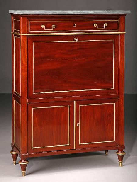 Appraisal: A Louis Philippe brass mounted mahogany secretaire abattant second quarter