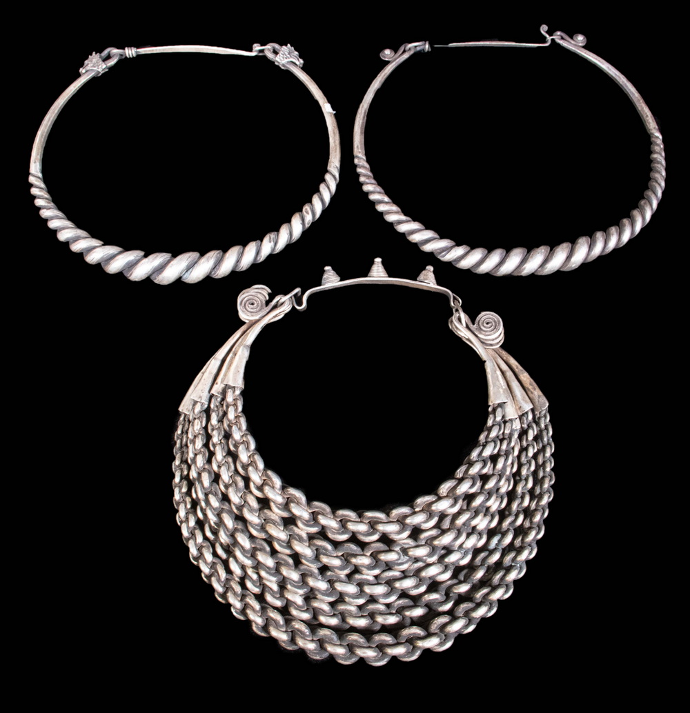 Appraisal: HMONG MIAO SILVER ALLOY NECK RINGS OR TORQUES TRIBAL TIBET