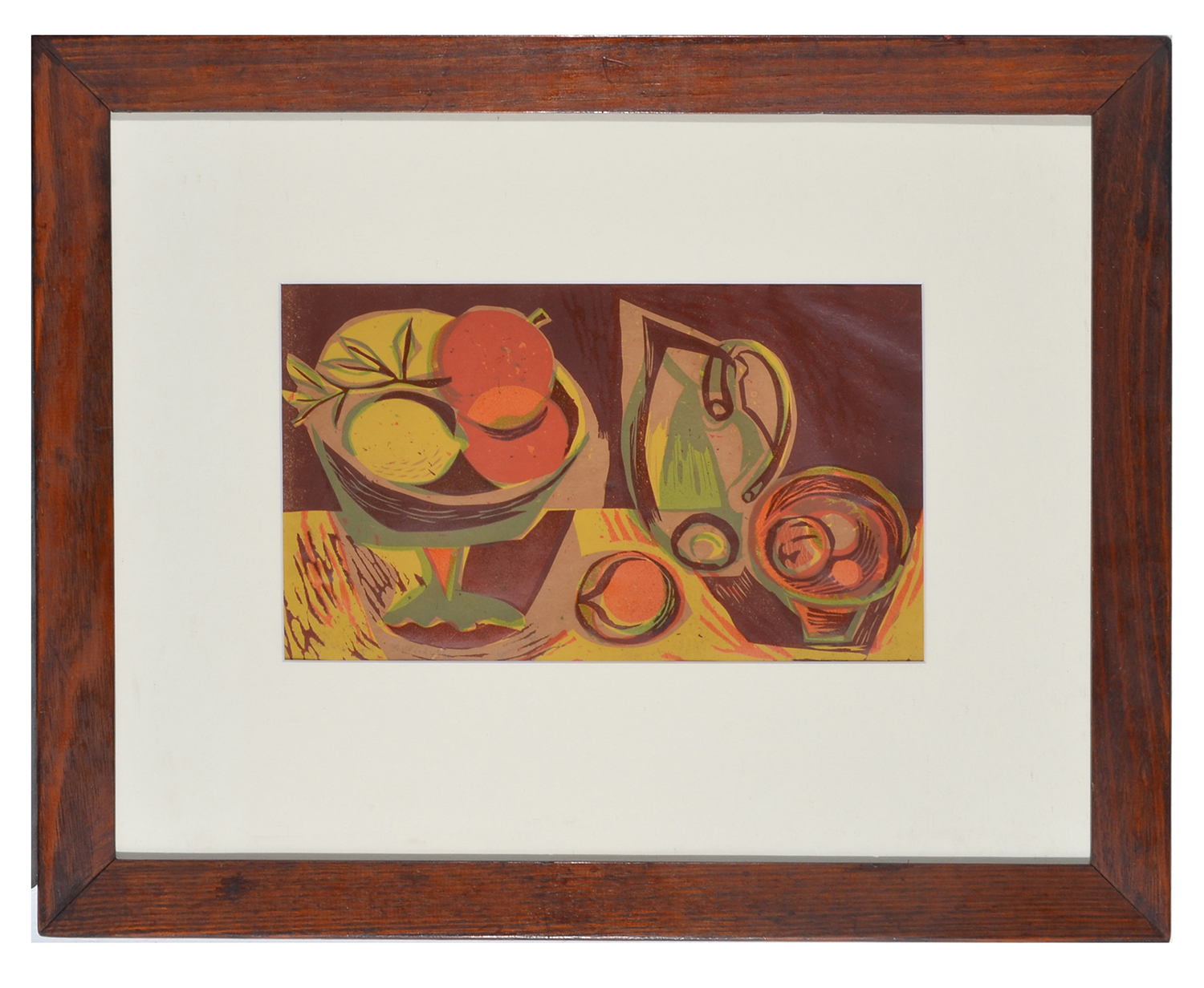 Appraisal: WOODBLOCK PRINT OF A STILL LIFE FRAMED GLAZED X CMS