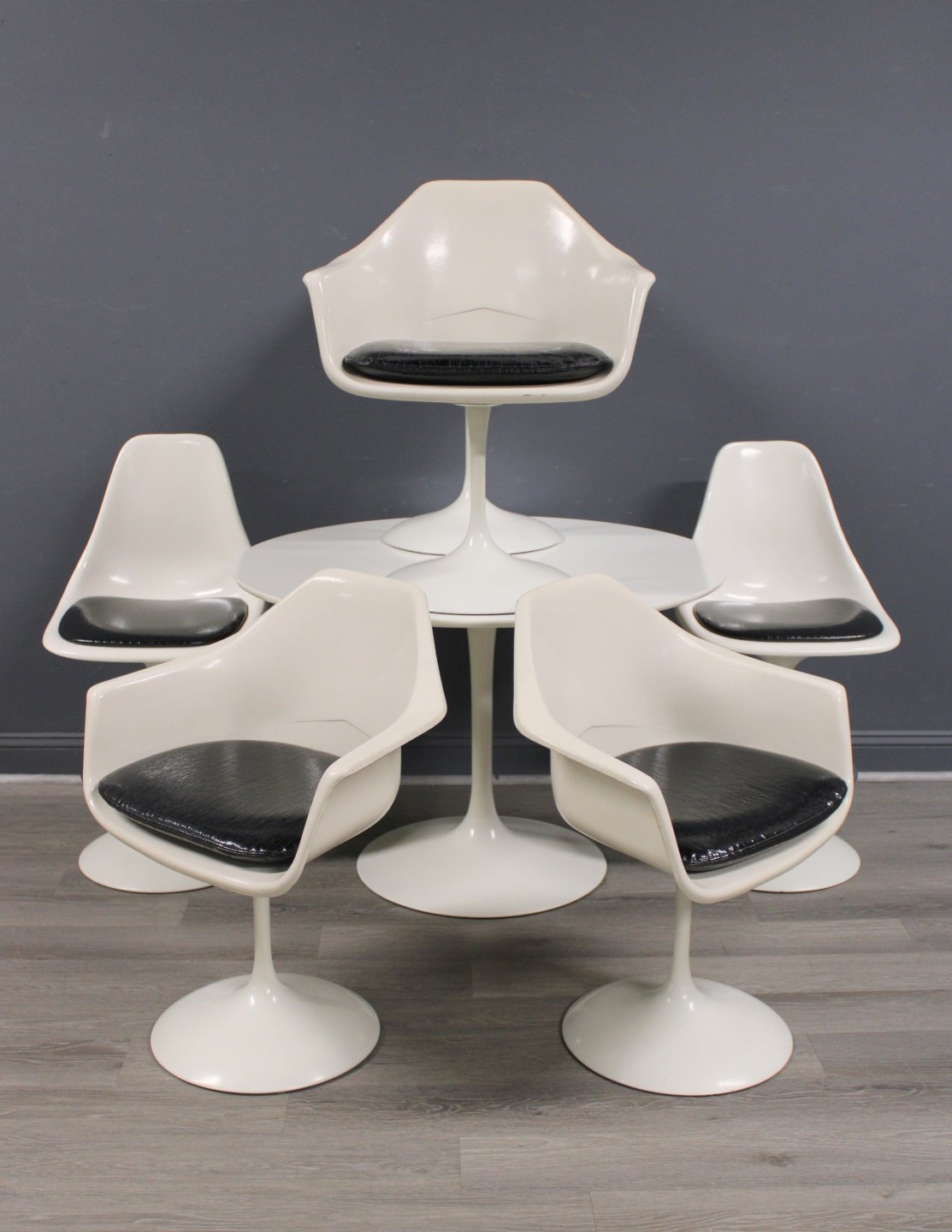 Appraisal: MIDCENTURY SAARINEN STYLE TULIP TABLE CHAIRS A great period and