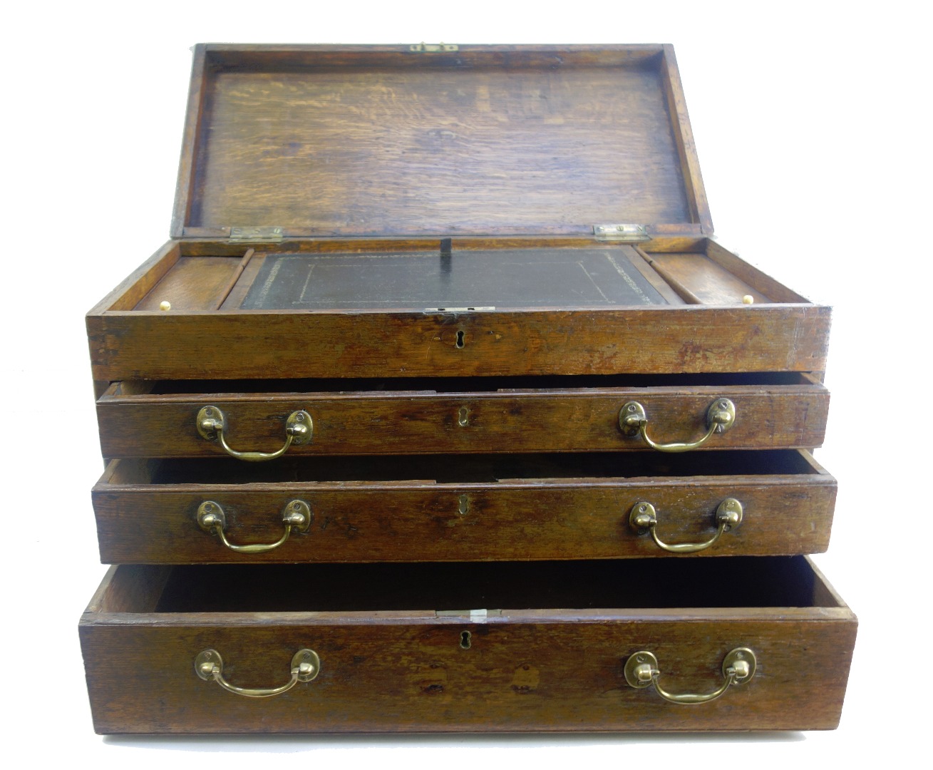 Appraisal: A George III oak travelling desk the lift top enclosing